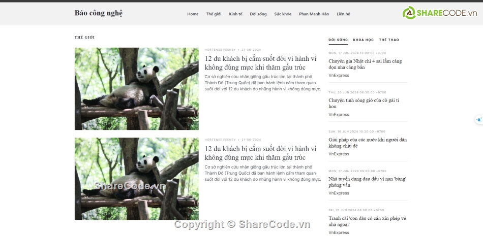 Code PHP,Share code,larave,website tin tức,đọc tin rss,code dồ án