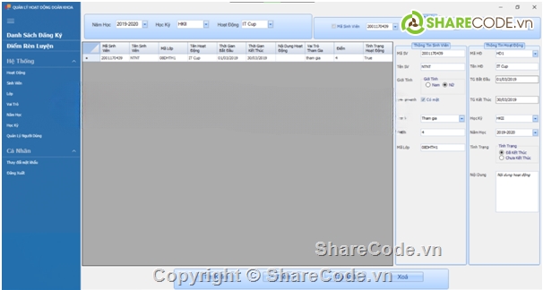 Code quản lý,quản lý hoạt động,Code C# sql server