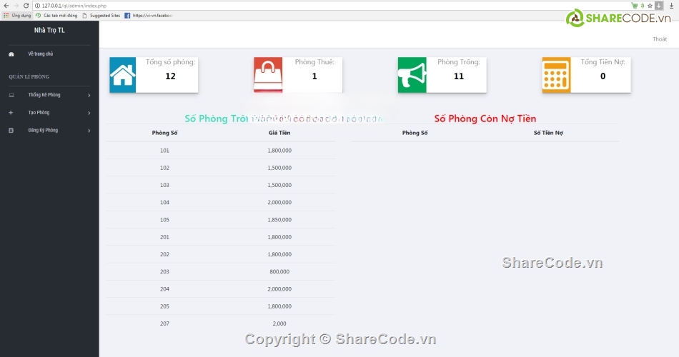 code php thuần,php thuần,code quản lý nhà trọ