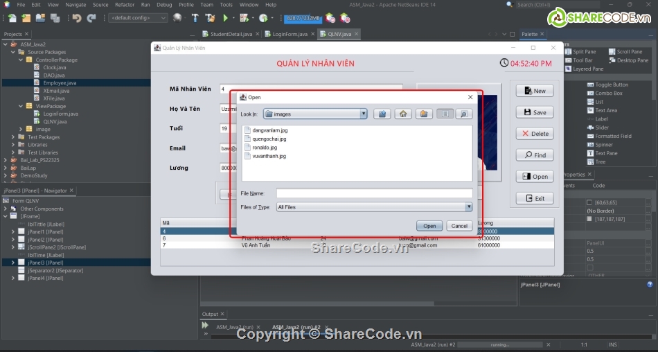 Assignment JAVA 2,Full Code Java 2,quản lý nhân viên,quản lý nhân viên java,quản lý nhân viên ASM JAVA2