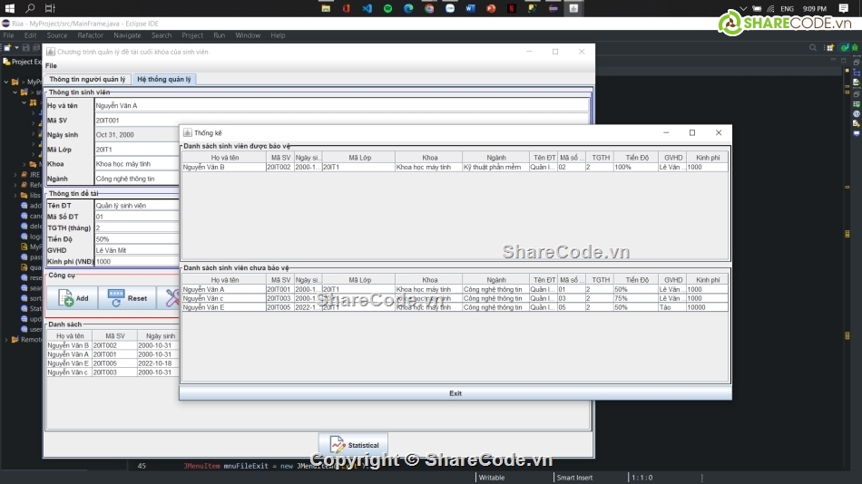 Code phần mềm quản lý,java,quản lý đề tài,java swing,quản lý sinh viên