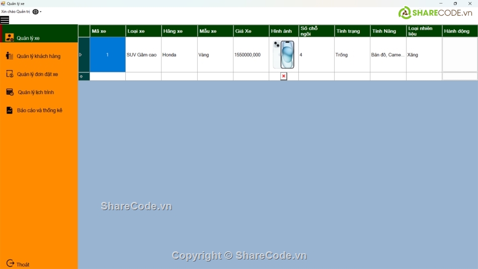 Code quản lý,winform,full báo cáo,full chức năng,quản lý xe winform,quản lý xe