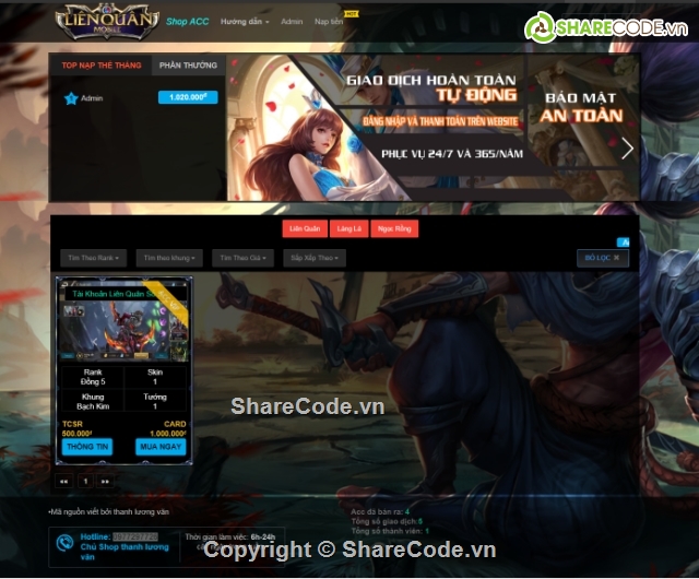 code shop bán acc game,code shop acc game,code web bán acc tự động,shop acc tự động,code bán acc tự động giá rẻ