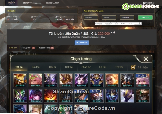 Code shop bán acc,code shop tự động,shop tự động,code shop lmht,code shop liên quân mobile,code shop bán acc tự động