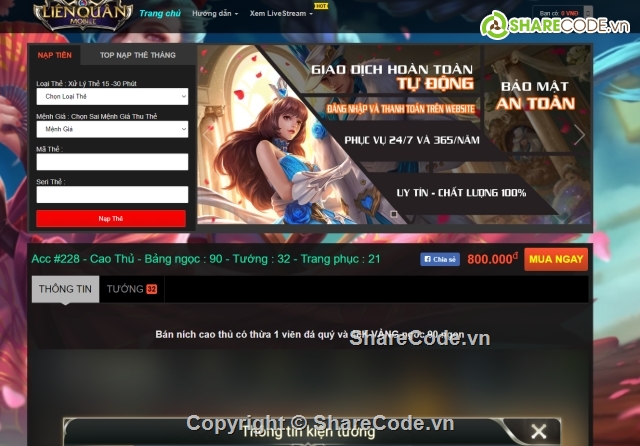 Code liên quân,shop liên quân,code shop liên quân,code shop acc,code shop acc game,code shop bán acc tự động