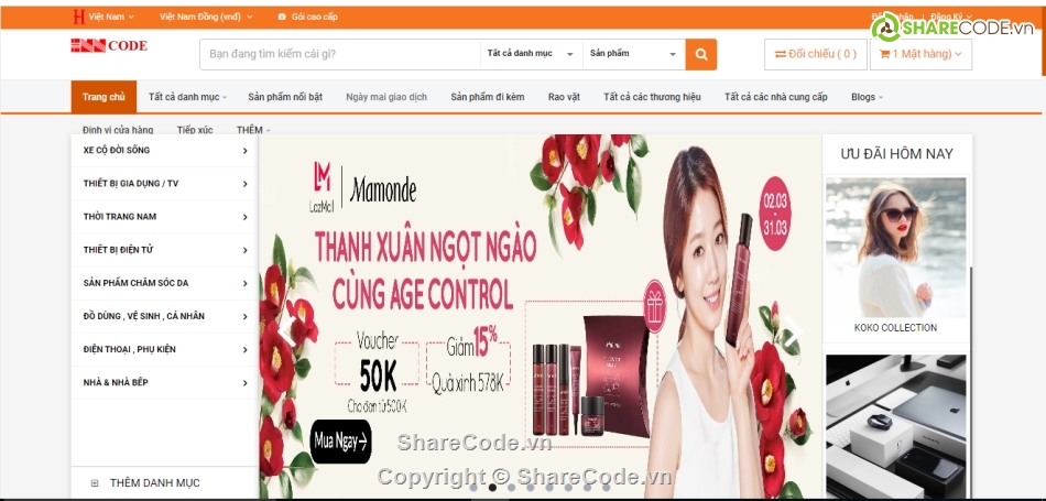 Web bán hàng,web thương mại,source code shop bán hàng