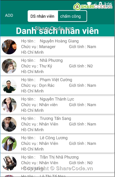 Chấm công,ứng dụng android,quản lý nhân viên,phần mềm chấm công,chấm công android,ứng dụng chấm công