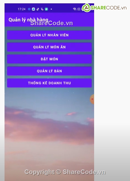 Ứng dụng quản lý nhà hàng,quản lý nhà hàng android,Code android nhà hàng,Code quản lý món ăn