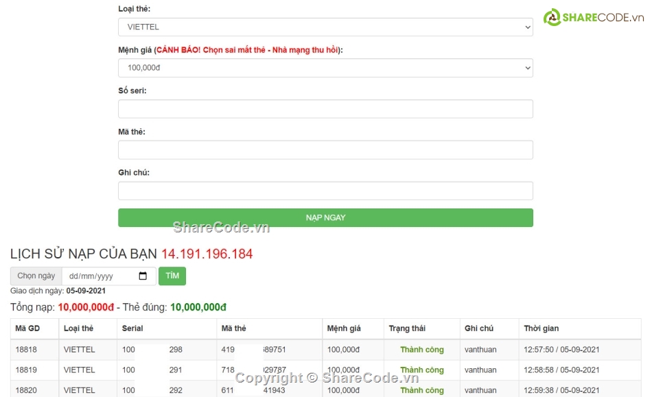 Web gạch thẻ,giao diện web,web đổi thẻ cào,code web bán thẻ,code đổi thẻ thành tiền mặt,web nạp thẻ điện thoại