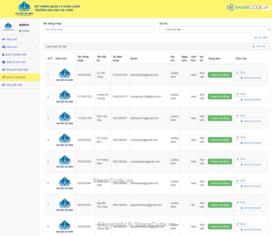 Code quản lý,web quản lý,khóa luận tốt nghiệp,khóa luận tốt nghiệp công nghệ thông tin