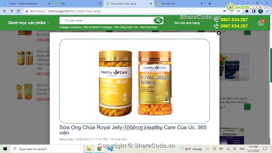 Code web bán hàng,code web thực phẩm chức năng,Source code website mỹ phẩm,Source code web giới thiệu sản phẩm,Thực phẩm bán hàng