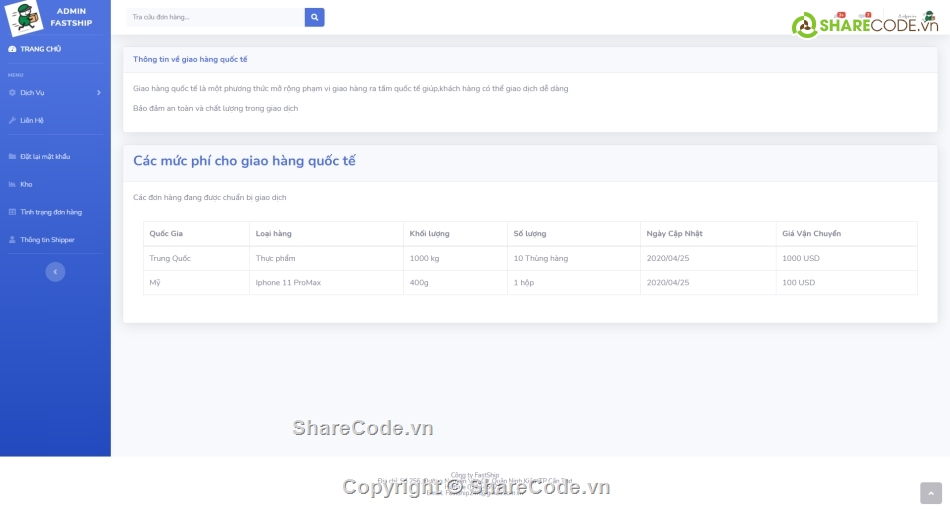 website quản lý shipeer,web quản lý,đồ án quản lý kho,Code quản lý kho
