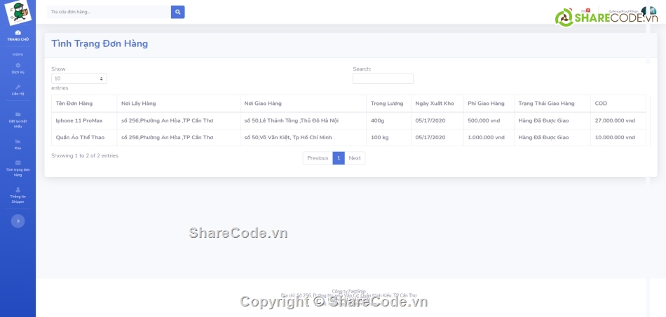 website quản lý shipeer,web quản lý,đồ án quản lý kho,Code quản lý kho