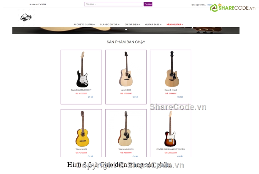 Website bán đàn,Website bán đàn Guitar,Website bán đàn Guitar PHP,Code Website bán đàn Guitar PHP