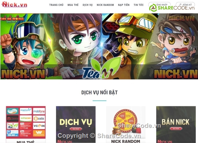 Code bán nick,Code bán nick tổng hợp,Web bán nick game,Web bán acc game,Shop nick game