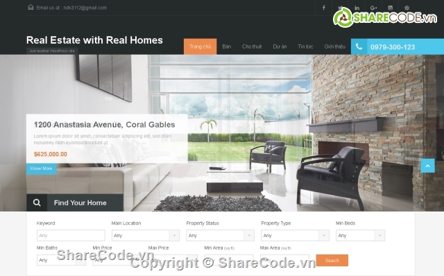 web nhà đất,website bất động sản,web wordpress,bất động sản