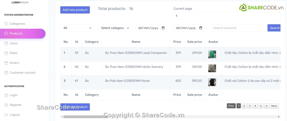 Web thời trang,code Java,MVC