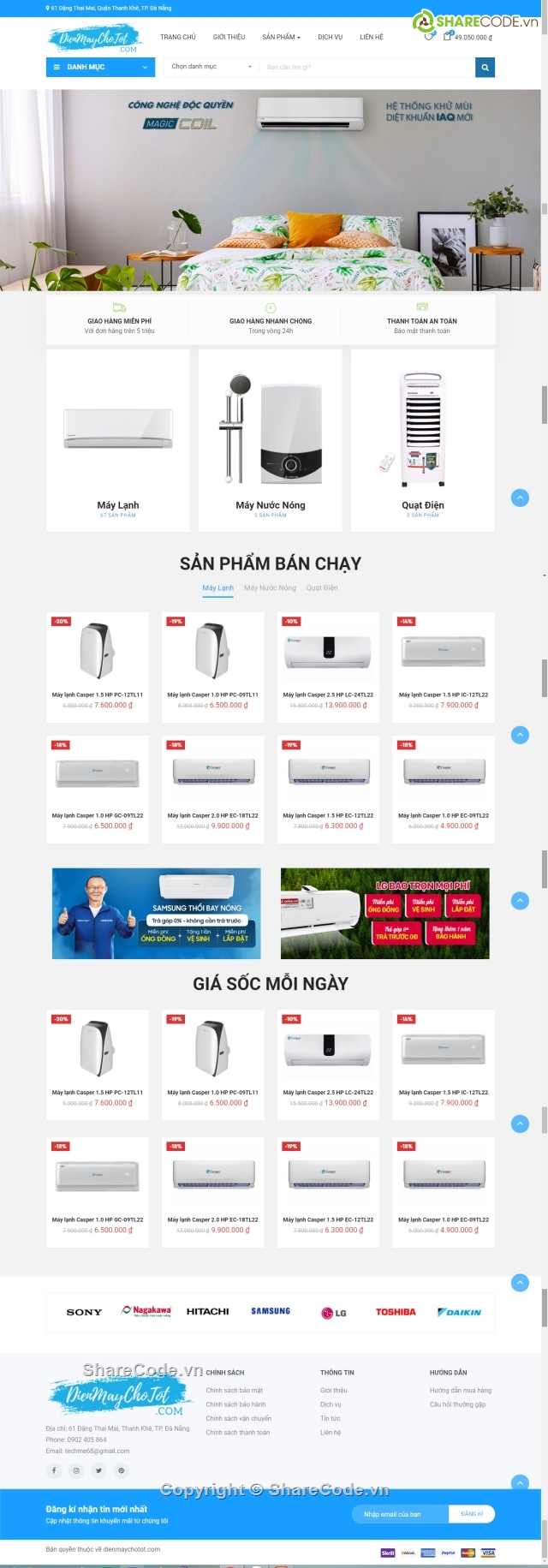 wordpress site,điện lạnh,điều hòa,theme bản quyền,giao diện wordpress,Code Website máy lạnh