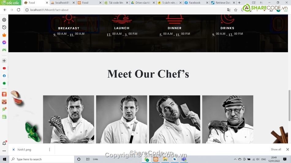 code web ẩm thực,website nhà hàng,code ẩm thực