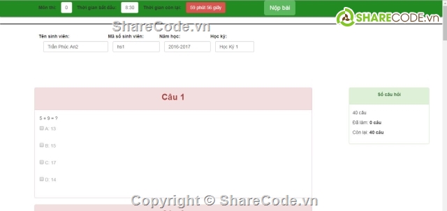 trắc nghiệm trường học,phần mềm thi trắc nghiệm,phần mềm thi trắc nghiệm online cấp 3,full soucer code thi trắc nghiệm,thi trắc nghiệm php,phần mềm quản lý thi php