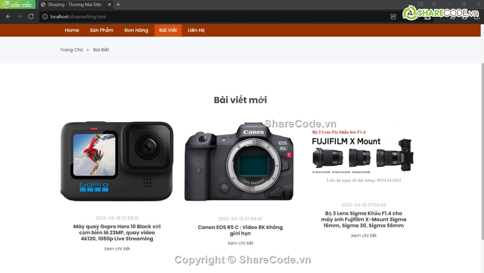 Code web bán máy ảnh,website bán máy ảnh,Code web máy ảnh php thuần
