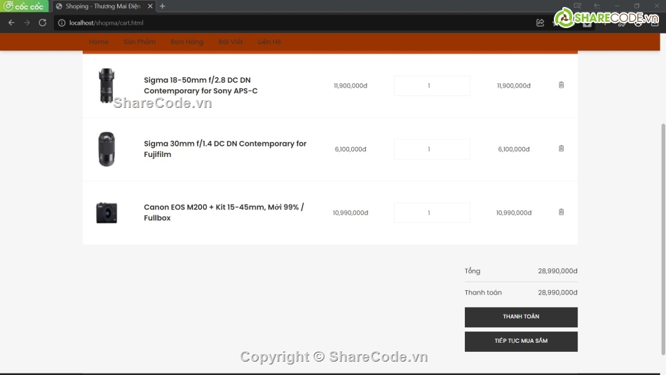 Code web bán máy ảnh,website bán máy ảnh,Code web máy ảnh php thuần