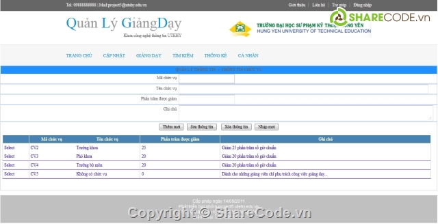 Code quản lý,Website quản lý,phần mền quản lý dạy học,trang quản lý,quản lý giảng dạy,quản lý giờ của giáo viên