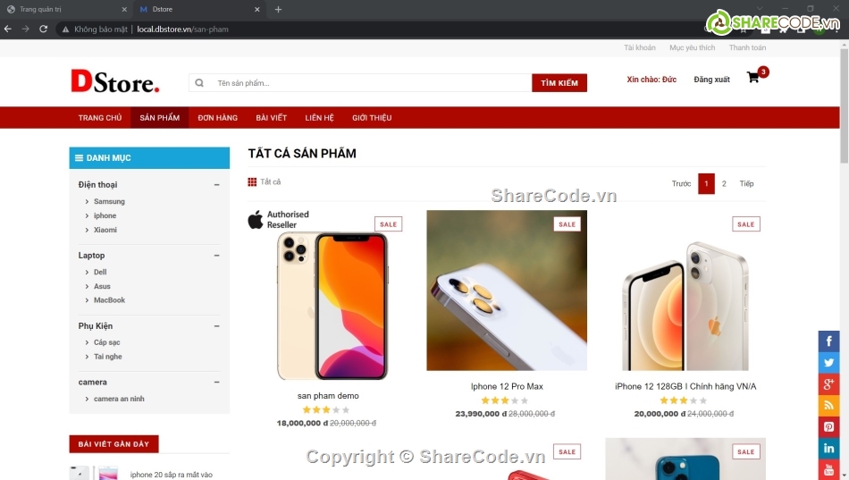 code web bán hàng điện tử php,Code web bán hàng Laravel,Code thương mại điện tử PHP,Code website thương mại điện tử