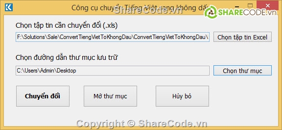 Chuyển đổi file excel,convert tiếng việt,Chữ có dấu về không dấu,Chuyển sang chữ không dấu