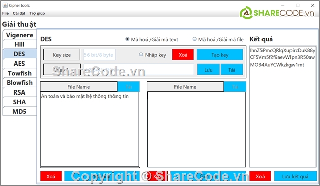 DES,RSA,mã hoá,AES,java swing,SHA
