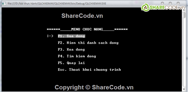 Console Application,Project QLCH bán xe máy,Source code quản lý,quản lý bán hàng