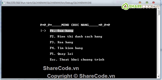 Console Application,Project QLCH bán xe máy,Source code quản lý,quản lý bán hàng