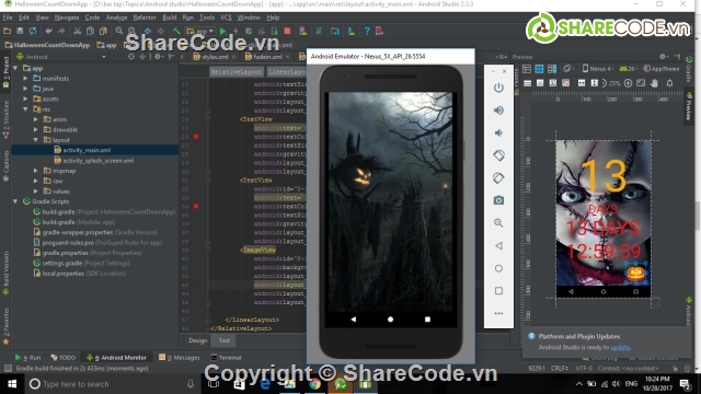 Halloween,ứng dụng android,Android studio,Countdown Halloween