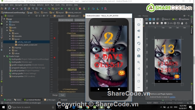 Halloween,ứng dụng android,Android studio,Countdown Halloween