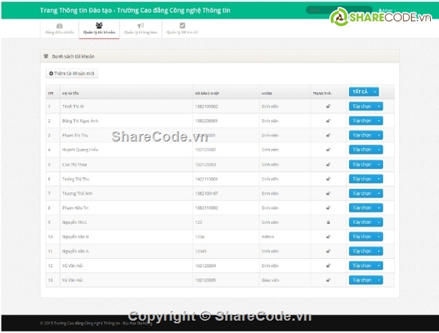 đồ án môn học,mvc asp.net,web đăng ký học,web học tín chỉ