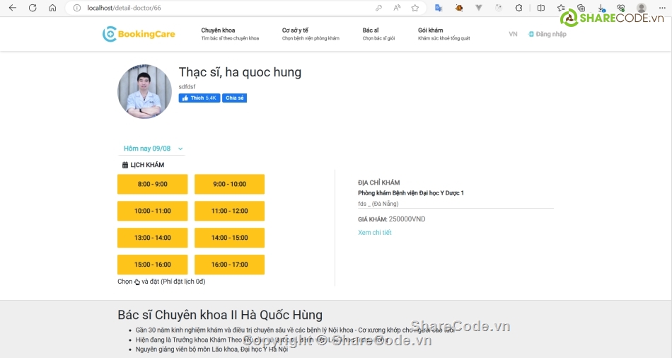 khám bệnh,react,đặt lịch