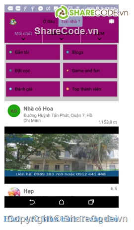 ứng dụng android,app android,firebase code android,Ứng dụng tìm kiếm nhà trọ