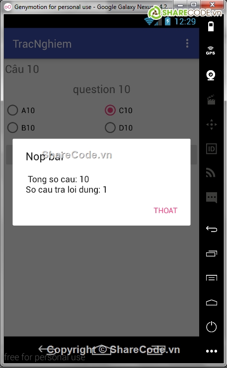 Code thi trắc nghiệm,đề thi trắc nghiệm,trắc nghiệm tiếng anh,android,Thi trắc nghiệm