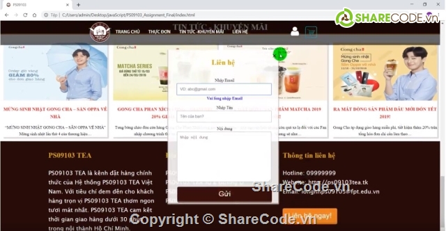 giỏ hàng,javascript fpt,ứng dụng giỏ hàng,sharecode đặt hàng