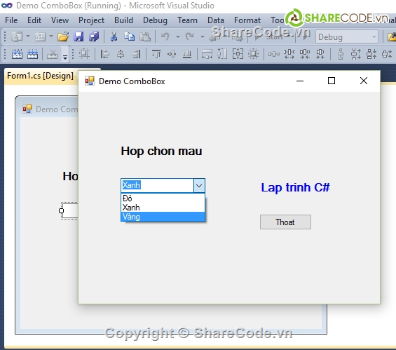 Ứng dụng combobox,Demo ComboBox,Lập trình C#