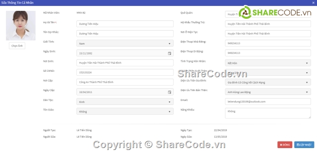 Code quản lý,web quản lý cán bộ,web quản lý,phù hợp cho cán bộ quản lý,quản lý công chức,quản lý hồ sơ công chức