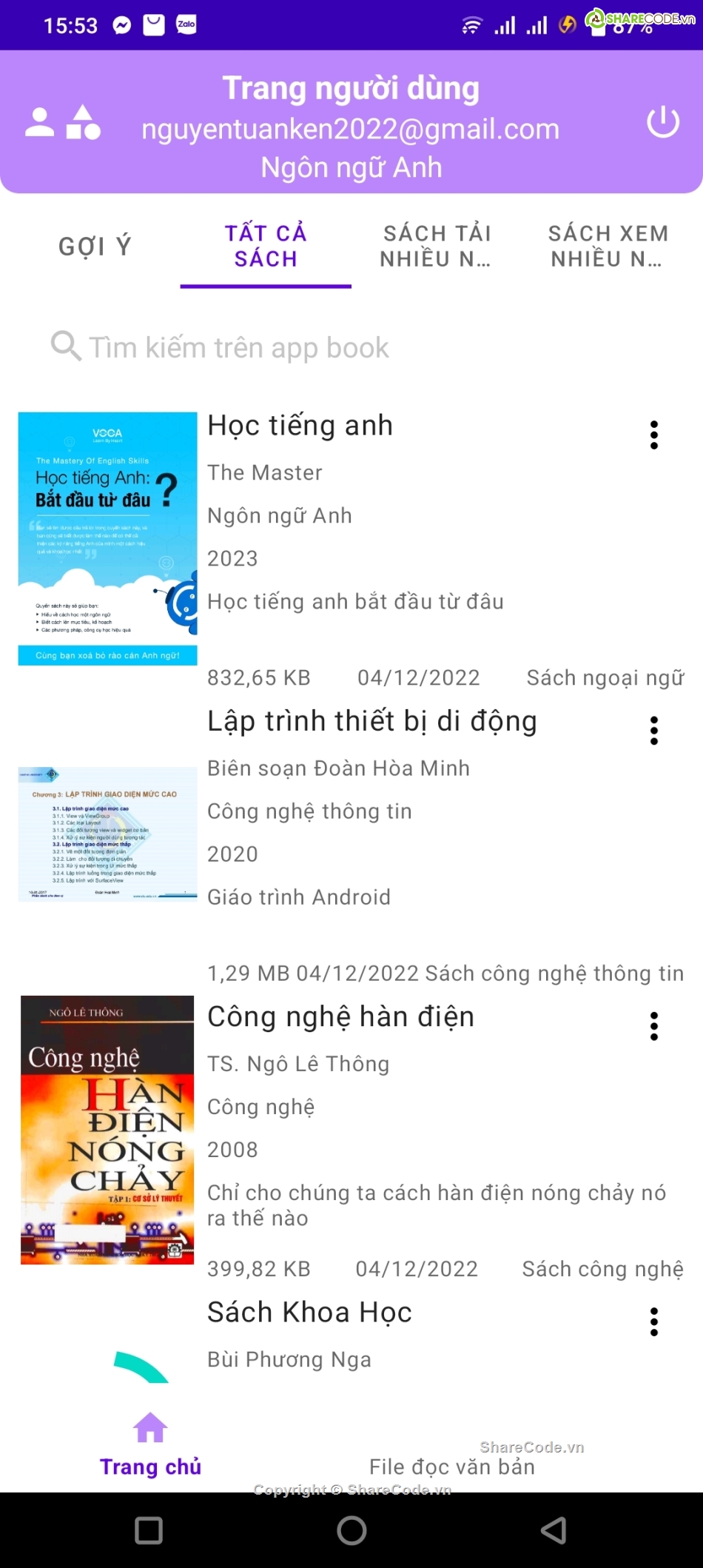 App Android,ebook app,book app,app sách android