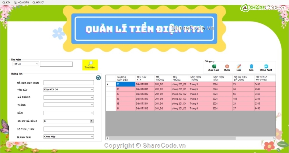 kí túc xá,hệ thống quản lí kí túc xá winform c#,winform c#,winform,sqlserver winform