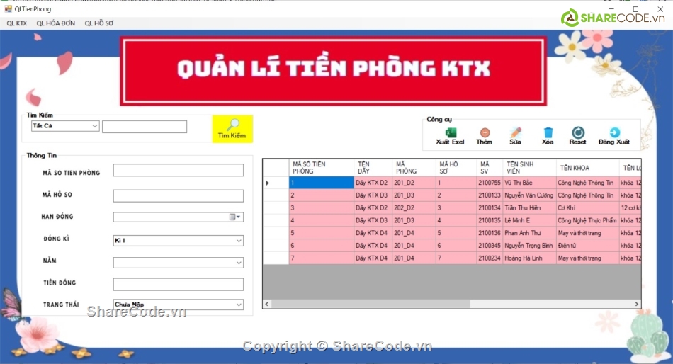 winform c#,hệ thống quản lí kí túc xá winform c#,quản lí kí túc xá,winform sqlserver,kí túc xá