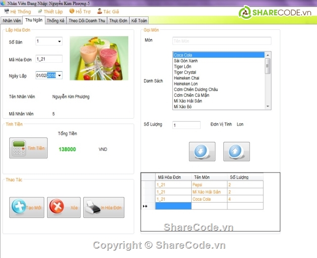 đồ án tốt nghiệp,Quản Lý Quán Ăn,Chương Trình Quản Lý,quản lý cửa hàng