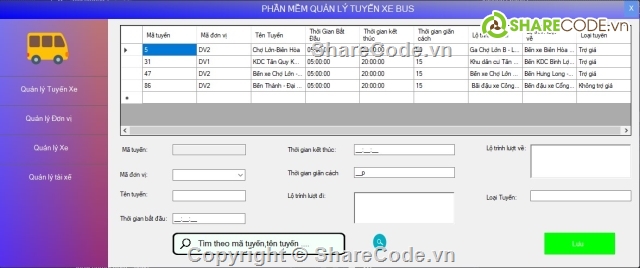 quản lý tuyến xe bus,quản lý xe bus,quản lý tuyến xe,đồ án phân công lái xe bus,phần mền quản lý