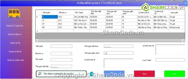 quản lý tuyến xe bus,quản lý xe bus,quản lý tuyến xe,đồ án phân công lái xe bus,phần mền quản lý