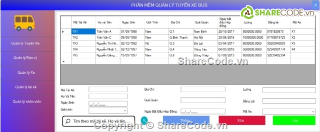 quản lý tuyến xe bus,quản lý xe bus,quản lý tuyến xe,đồ án phân công lái xe bus,phần mền quản lý