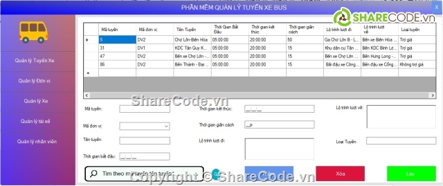 quản lý tuyến xe bus,quản lý xe bus,quản lý tuyến xe,đồ án phân công lái xe bus,phần mền quản lý