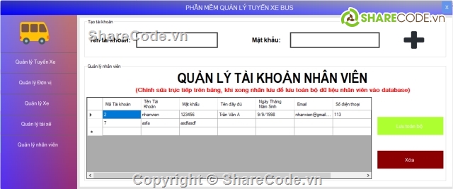 quản lý tuyến xe bus,quản lý xe bus,quản lý tuyến xe,đồ án phân công lái xe bus,phần mền quản lý